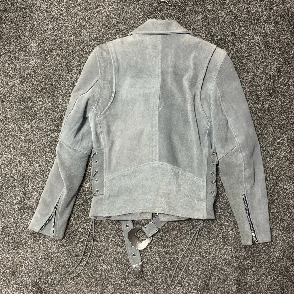 For Love And Lemons Gray Leather Biker Jacket - Picture 2 of 2